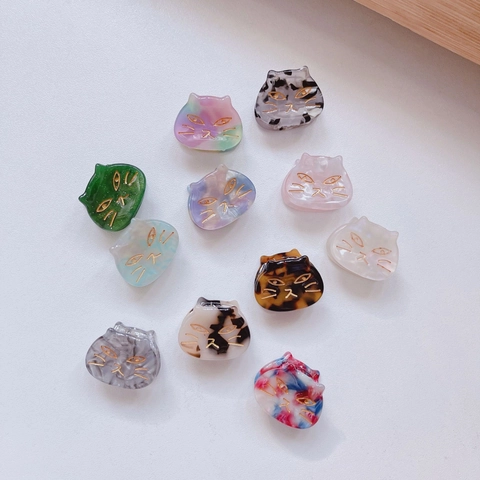 Cute Cat Hair Claw Mini Kitten Shape Acetate Hair Clip Marble Tortoise Shell Pattern Fashion Hair Accessories For Women