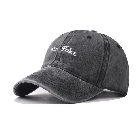 Casquette De Baseball En Coton Lavé Rétro Distressed Broderie No Joke Réglable Unisexe Vintage Streetwear Chapeau Casual