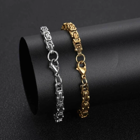 Collana E Bracciale In Acciaio Inossidabile Con Catena Bizantina Gioielli Hip Hop Da Uomo Tono Oro Argento Punk Chunky