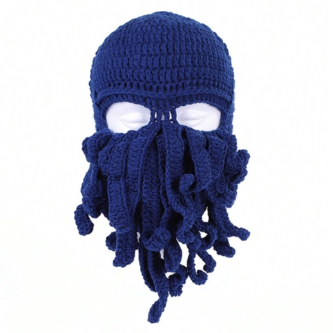 Handgemachte Häkelkrake Balaclava Hut Gestrickte Cthulhu Bart Maske Warm Lustig Neuheit Winter Kopfbedeckung Für Herren Damen