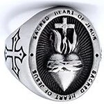 Sacred Heart Of Jesus Kreuz Ring Edelstahl Gothic Vintage Religiös Siegelring Herz Schmuck Für Herren