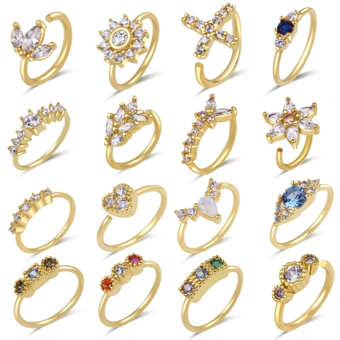 Cerchietti Per Il Naso Placcati Oro 18K Rame Zirconia Cubica Cuore Fiore Stella Croce Micro Pavé Gioielli Per Piercing Da Donna
