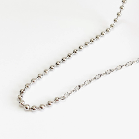 Collana Girocollo Con Perline Asimmetriche Argento Sterling 925 Maglia Geometrica Gioielli Collo Corti Minimalisti
