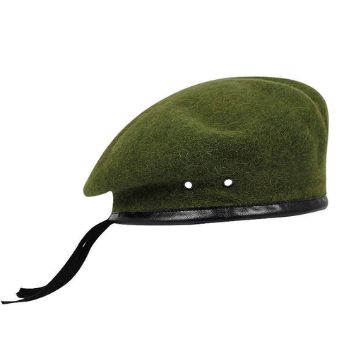 Vintage Wool Felt Beret Hat British Artist Style With Leather Trim Metal Air Holes Adjustable Drawstring For Unisex