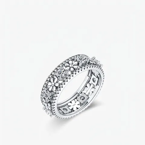 Daisy Ring 925 Sterling Silber Zirkonia Eingelegt Hohl Vintage Stil Schmuck Für Frauen Elegantes Party Accessoire