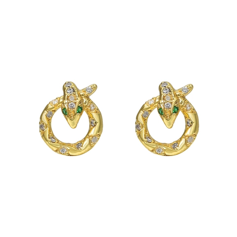Pendientes De Botón De Moda Cobre Chapado En Oro Circonita Sonrisa Serpiente Mariposa Estrella Mujer Silver Earring Post