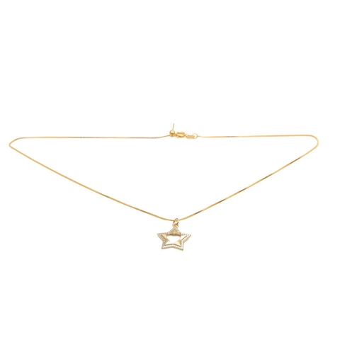 Collier Élégant En Cuivre Avec Pendentif Étoile Évidée Centre Coeur Zircon Pavé Bijoux Pour Femmes