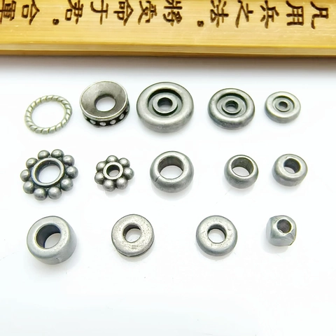 Alloy Spacer Beads Retro Meteorit Silber DIY Schmuckherstellung Zubehör Für Buddha Armband Handwerk Antik Stil