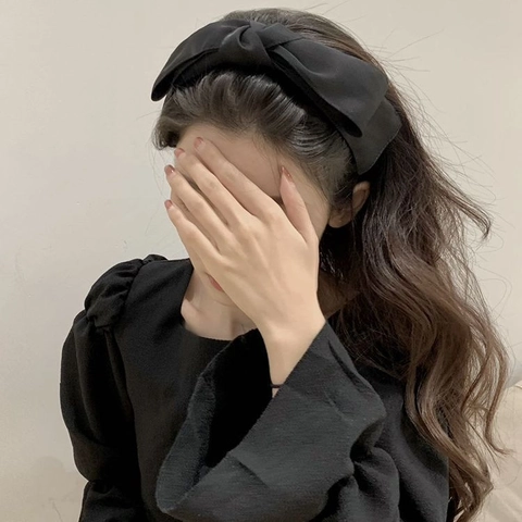 Elegant French Style Satin Fabric Double Layer Large Bow Headband Solid Color Hair Accessory For Women Girls Trendy