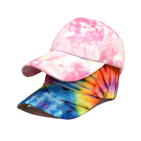 Gorra De Béisbol Tie Dye Algodón Degradado Colorido Rosa Blanco Ajustable Protección Solar Sombrero Deporte Unisex