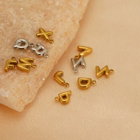 Capital Alphabet Letter Pendants 304 Stainless Steel PVD 18K Gold Plated DIY Jewelry Making Charms Puffy Initial A-Z