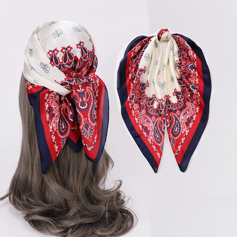 Quadratisches Satinntuch Paisley-Muster Satin-Bandana Vintage-Kopftuch Mode-Halstücher Für Damen Haar-Accessoire