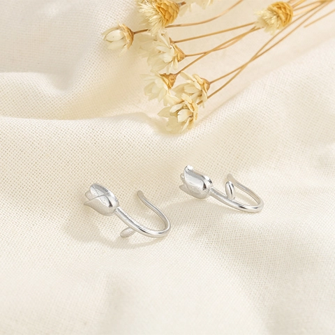 Tulpenbloem Oorknopjes Elegant Minimalistisch Koperen Florale Sieraden Voor Dames