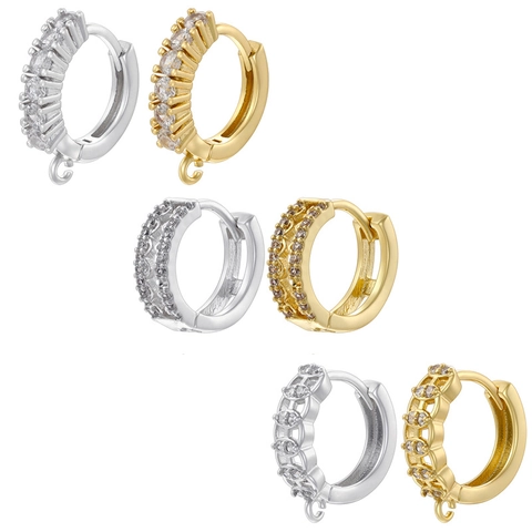 Hoop Ohrringe Messing Zirkonia Huggie Ohrbuckle Hohles Design Doppelschicht Schmuck Für Frauen