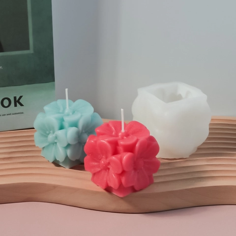 3D Blumenball Kerzenform Silikon Quadratisch Strauß Form Cluster Für DIY Aroma Seife Harz Handwerk Heimdeko Geschenk