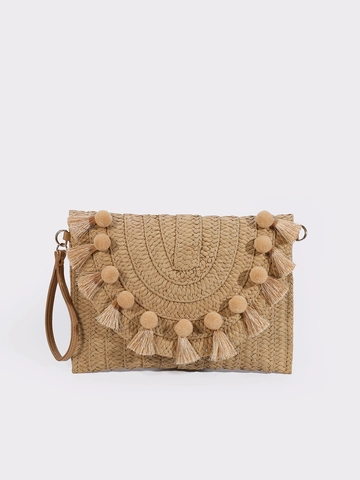 Dames Stro Clutch Tas Kwastje Boho Geweven Envelop Polstasje Zomer Strand Vakantie Mode Accessoire