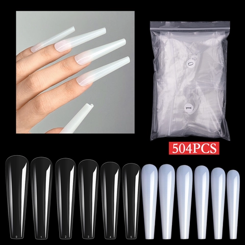 Extra Lange Coffin False Nails C Kurve Ballett Künstliche Nagelspitzen Full Cover Maniküre Verlängerung Für Frauen Salon