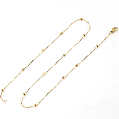 Stainless Steel Gold Plated Satellite Chain Necklace Bracelet Women Minimalist Dainty Bead Station Jewelry Boho