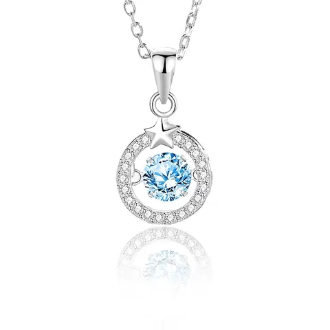 925 Sterling Silber Halskette Mit Tanzendem Runden Zirkonia Und Stern Anhänger Minimalistische Schlüsselbeinkette Damen