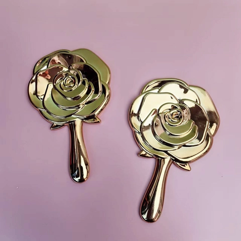 Specchio A Mano Rosa Vintage Specchio Da Trucco Portatile In Plastica Specchio Cosmetico Per Donne Bellezza