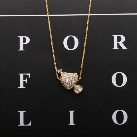 Collana Con Pendente A Cuore Freccia Attraverso Il Cuore Rame Placcato Oro Zircone Strass Elegante Regalo Romantico Donna