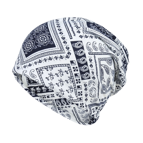 Gorro Beanie Slouchy Unisex con Estampado de Paisley Poliéster Hip Hop Patrón de Bandana Gorra Suave de Doble Uso Calentador de Cuello