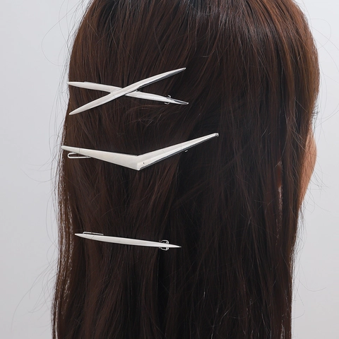 Fermagli Per Capelli Geometrici In Lega Minimalista Forma V Croce Lineare Oro Argento Forcine In Metallo Per Donne Accessori