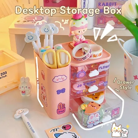 Desktop Storage Plastic Multi Layer Drawers And Pen Holder Cloud Shape Stationery Organizer Cute INS Style