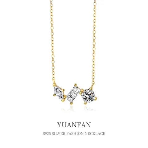 925 Sterlingsilber Zirkonia Halskette Für Damen Minimalistisch Geometrischer Anhänger Retro Mode Schlüsselbeinkette Schmuck Geschenk