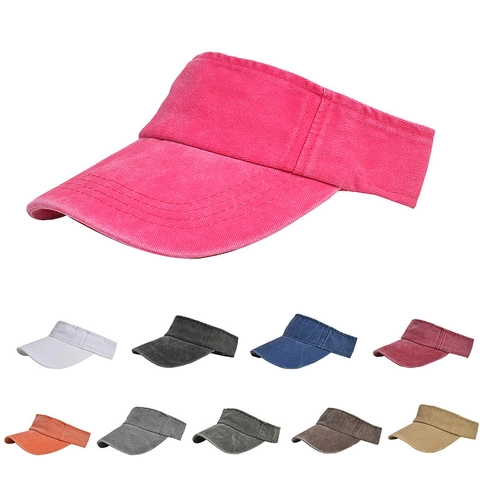 Sun Visor Hat Washed Cotton Polyester Adjustable Outdoor Sports Tennis Running UV Protection Casual Empty Top For Men Women