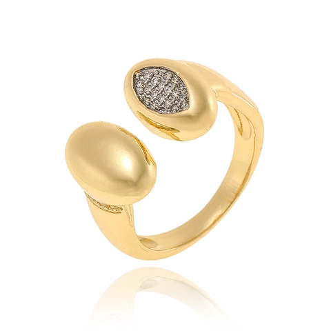 Anello Aperto Regolabile in Rame con Zirconia per Donna Bicolore Oro Argento Placcato Croce Stella Gioielli da Dito Geometrici