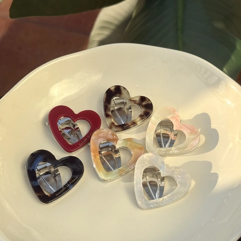Fermaglio Per Capelli Cuore Vuoto Acetato Becco Danatra Stile Francese Marmo Tartarugato Accessorio Capelli Donna