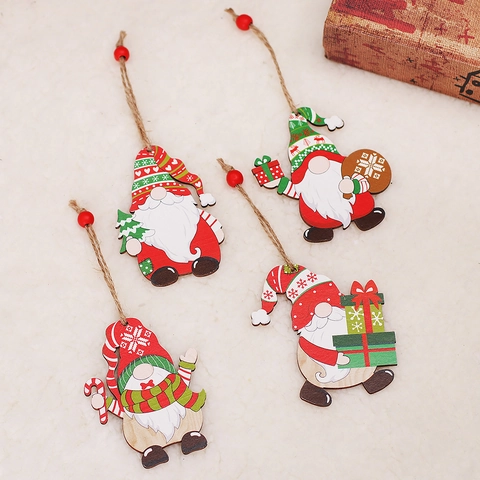 Pendenti Di Gnomi In Legno Di Natale Ornamenti Appesi Gnomi Cartone Animato Dipinti A Mano Per Decorazione Albero Feste