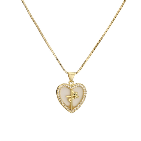 Collana Con Ciondolo A Cuore Occhio Del Diavolo Alla Moda In Rame Placcato Oro Micro Pavé Zirconia Gioielli Per Donna