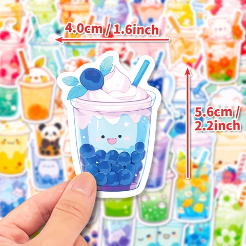 Adesivi Bubble Tea Impermeabili Vinile Decalcomanie Per Bottiglia Acqua Laptop Scrapbook Carino Cartone Animato Animali Bevanda Decorazione