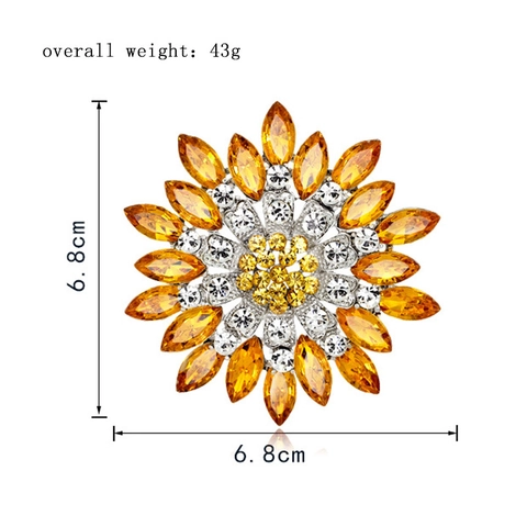 Elegante Spilla Floreale Girasole Lega Strass Acrilico Pin Per Le Donne Moda Vestito Gioielli Accessori Corsage