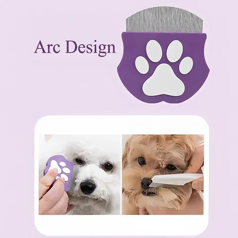 Peigne Pour Traces De Larmes Animaux Dents En Acier Inoxydable Tête Incurvée Outil De Toilettage Facial