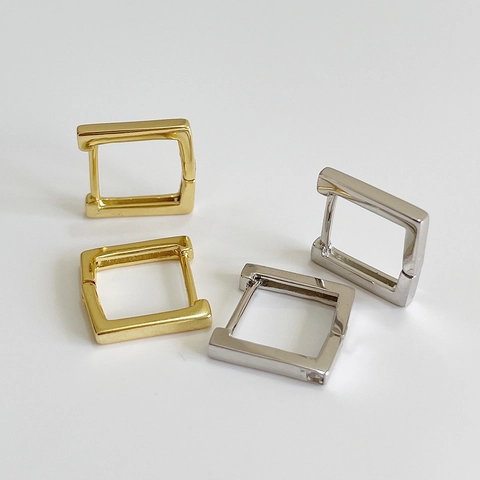Orecchini A Cerchio Quadrati Geometrici In Argento Sterling 925 Con Zirconia Gioielli Minimalisti Per Donna