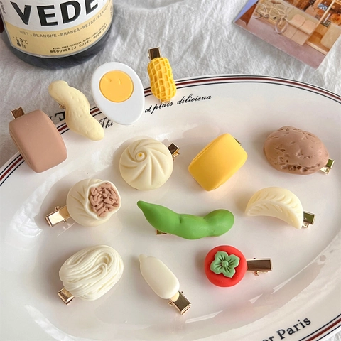 Mollette Per Capelli Simulazione Cibo Carine Resina Panino Uovo Noce Mais Clip Laterale Accessori Per Capelli