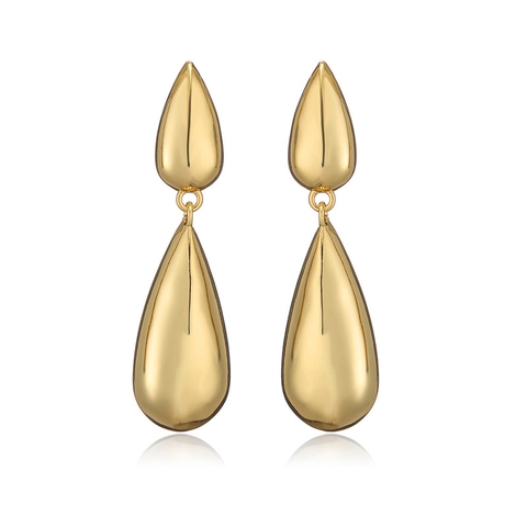 Vintage Koperen 18K Vergulde Waterdruppel Oorbellen Voor Vrouwen Retro Geometrische Kwastje Metaalachtige Druppel Oorbellen Sieraden Cadeau