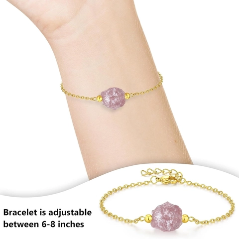 Pulsera De Piedra Natural Cadena Ajustable Bañada En Oro Gema Irregular Joyería Minimalista Elegante Para Mujer