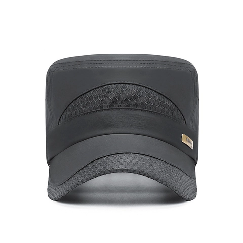 Flat Top Cadet Cap Quick Dry Polyester Mesh Breathable Adjustable Outdoor Sun Protection Sporty Casual Hat