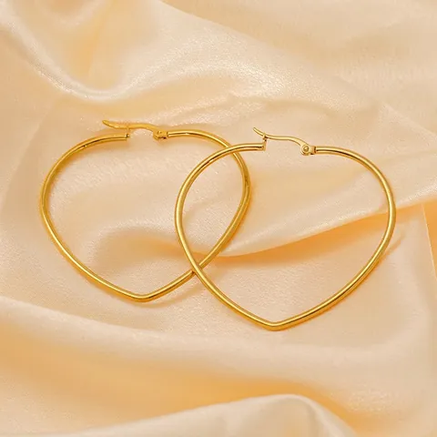 Grote Hart Hoop Oorbellen 18K Verguld Roestvrij Staal Oversized Minimalistisch Hip Hop Mode Sieraden Voor Vrouwen Meisjes