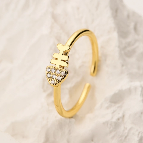 Vergoldete Kupfer Tier Offene Ringe Für Damen Glänzende Strass Delfin Fischgräte Eule Verstellbare Mode Schmuck Fingerringe