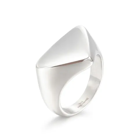 Anillo De Sello Geométrico Triangular Acero Inoxidable 316L Pulido Joyería Hip Hop Moderna Para Hombres