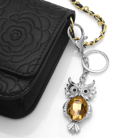 Moda Gufo Strass Portachiavi Metallo Ciondolo Borsa Pendente Auto Accessorio Per Donna Uomo Oro Argento Gioielli Regalo