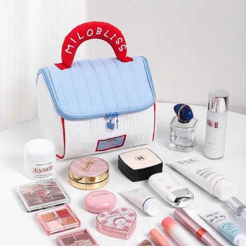 Quilted Schminktasche In Hausform Große Kapazität Tragbarer Kulturbeutel Organizer Damen Reise Kosmetik Aufbewahrung Segeltuch Waschtasche
