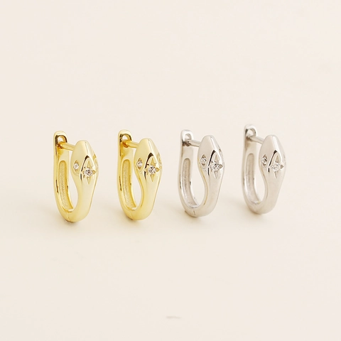 925 Sterlingsilber Schlange Huggie Hoop Ohrringe Für Damen Filigraner Strass Stern U-förmig Tier Design Mode Dainty Edler Schmuck