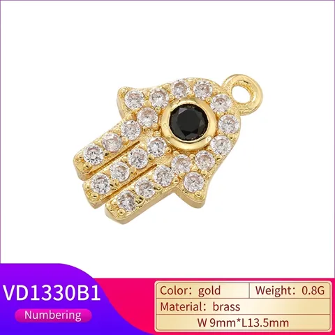 Pendente Mano Di Hamsa Malocchio Rame Micro Zirconia Hip Hop Street Style Accessorio Gioiello