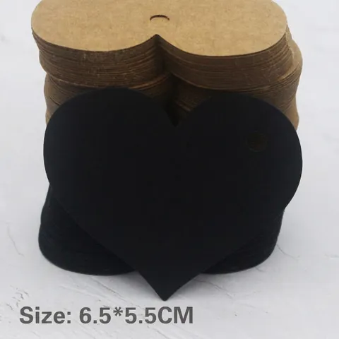 Heart Shaped Gift Tags Kraft Paper Cardboard Blank Pre Punched Hole DIY Jewelry Packaging Party Favor Wedding Rustic